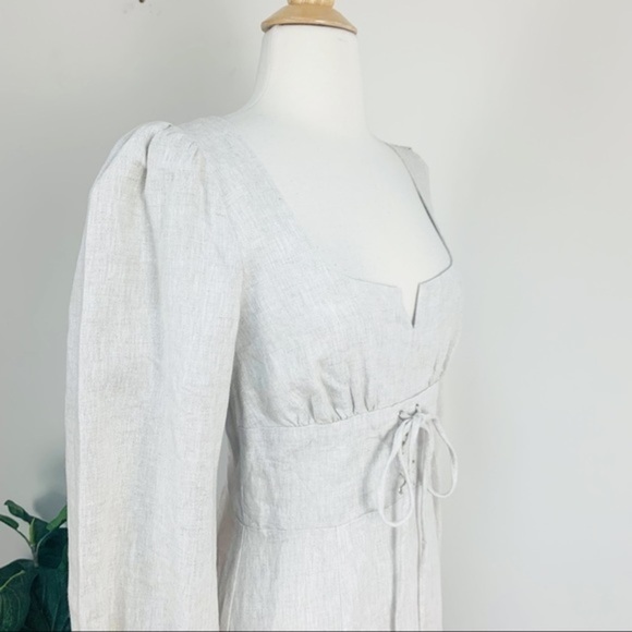 💋Reformation Anton linen oatmeal long sleeve midi maxi dress. Size 6 - Picture 8 of 12